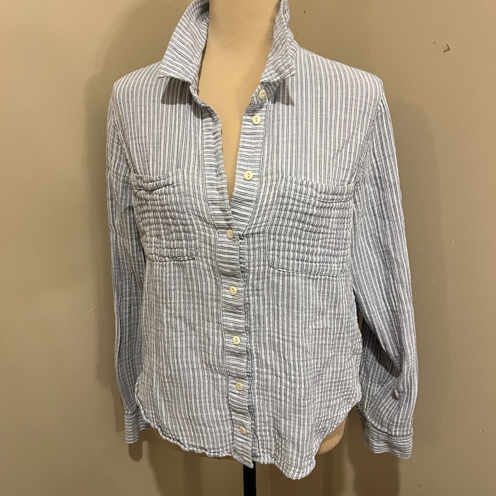 Madewell Striped Collared Button-Down Shirt with tie back, XL